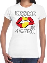 Kiss me I am Spanish t-shirt wit dames L