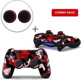 Army Camo / Rood Zwart Combo Pack - PS4 Controller Skins PlayStation Stickers + Thumb Grips