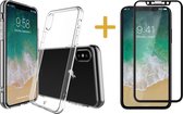 Transparant Siliconen Hoesje geschikt voor Apple iPhone Xs / X + Screenprotector Volledig Dekkend - Case van iCall