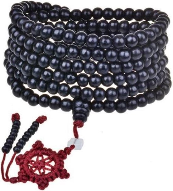 Fako Bijoux® - Boeddha Armband - Buddha Kralen Armband - Sandelhout - XL - Zwart