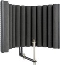 Zwart, inklapbaar popfilter met schuimrubberen bekleding voor geluidsopnames.