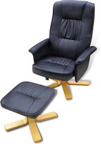 Fauteuil Zwart MET Voetenbankje Kunstleer / Loungestoel / Lounge stoel / Relax stoel / Chill stoel / Lounge Bankje / Lounge Fauteil