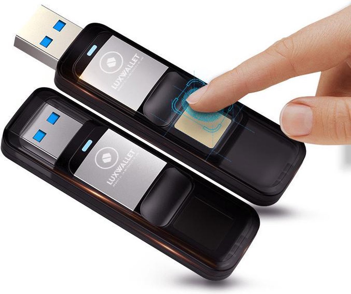 LUXWALLET® Eclipse Series Vingerafdruk 32GB Stick Kluis USB 3.0 + GPS  Bluetooth... | bol.com