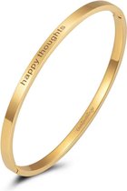 Fashionthings Bangle happy thoughts - Dames - Stainless Steel - Goudkleurig - 4mm
