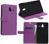 Litchi Cover wallet case hoesje Microsoft Lumia 640 XL paars