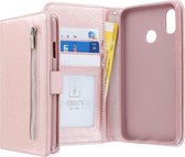 Huawei P Smart+ hoesje - CaseBoutique - Rose goud - Kunstleer - Met Rits Vakje Muntvakje