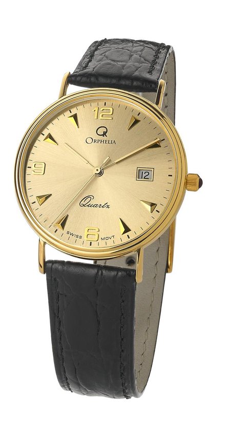 Orphelia - MON-7081/3-Swiss Movement- Heren Horloge 18 Karaat Geel Goud  -Lederband | bol.com