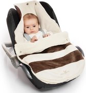Wallaboo suède-look voetenzak - past in de autostoel - pasgeboren tot 12 maanden - met een teddy voering - bruin gestreept