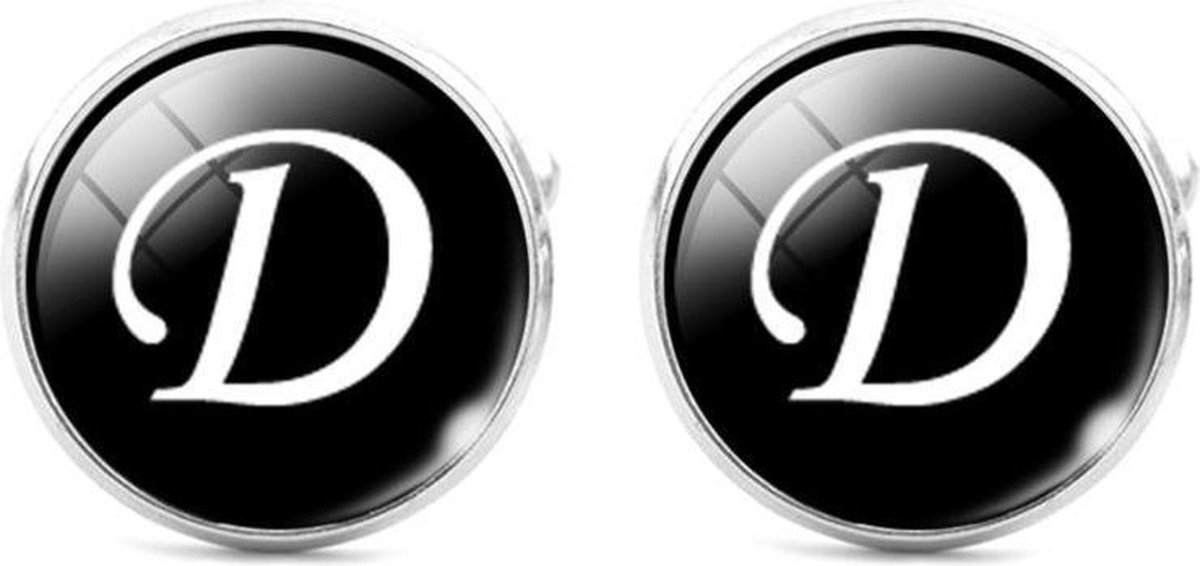Montebello Manchetknopen Letter D - 316L Staal - Glas - ∅16mm