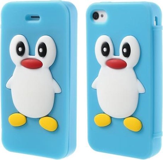 Pinguin Silicone Flip Hoesje iPhone 4/4S Blauw | bol.com