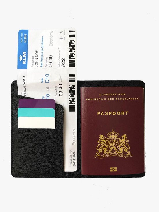 Lederen paspoorthouder met eigen naam / initialen in Zwart Luxe echt leer... | bol.com