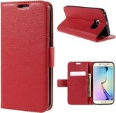 Litchi Cover wallet case cover Samsung Galaxy S6 Edge Plus rood