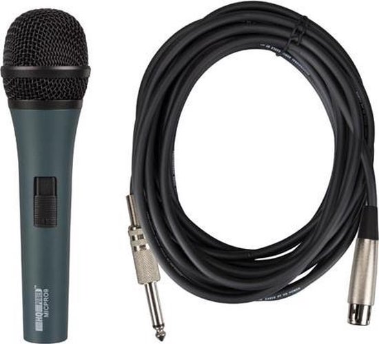 HQ-Power Microfoon, dynamisch, unidirectioneel, 4.5 m kabel, met koffer, zwart