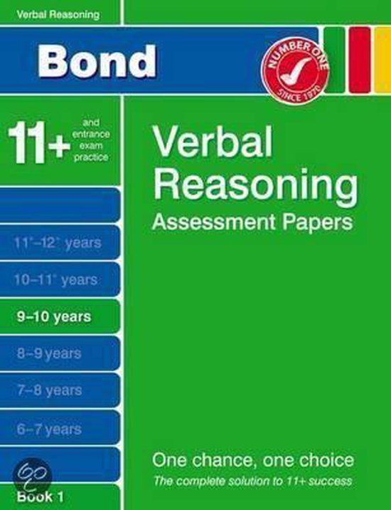 Bond Verbal Reasoning Assessment Papers 9-10 Years Book 1 - cover