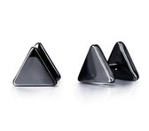 Stud Oorbellen - Edelstaal – Driehoek – Triangle Studs - Zwart