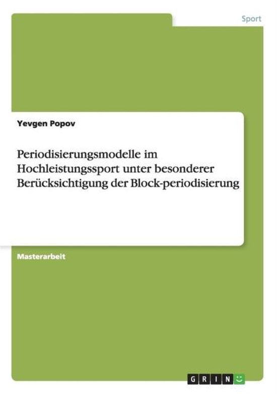 Periodisierungsmodelle im Hochleistungssport unter besondere ... - cover