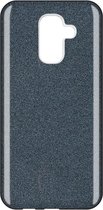Samsung Galaxy A6 Plus Hoesje - Glitter Back Cover - Zwart