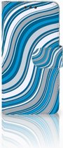 Microsoft Lumia 650 Wallet Book Case Hoesje Design Waves Blue