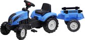 Falk 'Landini Powermondial 110' blauwe traptractor incl. aanhanger