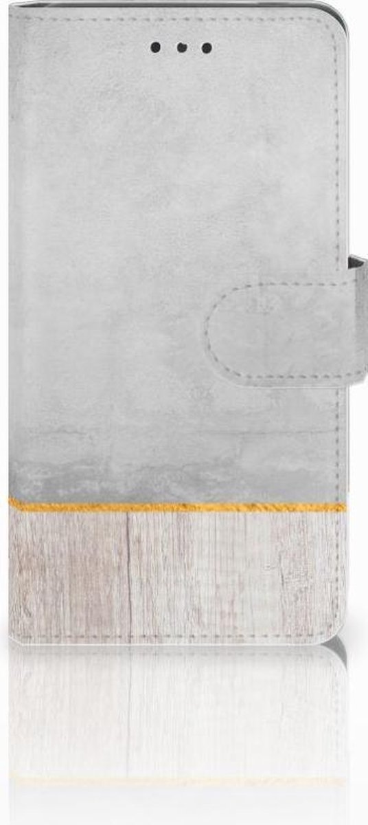 Book Case voor Nokia 7 Book Style Case Wood Concrete