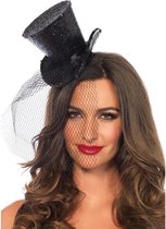 Leg Avenue Kostuum Hoofddeksel Mini Glitter Fascinator Top Hat Zwart