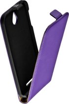 LELYCASE Premium Lederen Flip Case HTC Desire 510 Flipcover Hoesje Paars