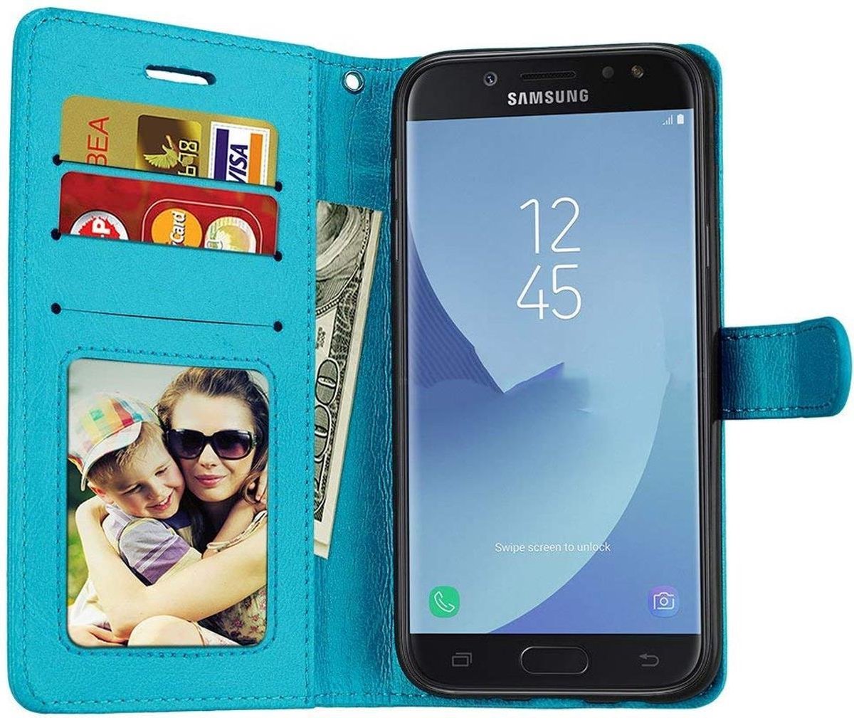 Samsung Galaxy J2 Pro (2018) J250 portemonnee hoesje - Turquise