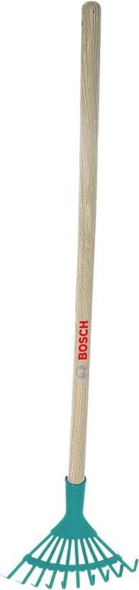 Klein Toys Bosch tuin bladhark - 93x20x5 cm - incl. houten steel en een ophangoog - groen