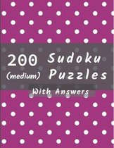 200 Medium Sudoku Puzzles with Answers