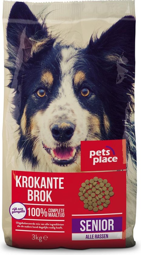 Pets Place Senior Krokante Brokken - Hondenvoer - Gevogelte&Vlees - 3 kg |  bol.com