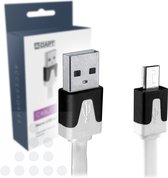 Micro USB datakabel plat wit 1 mtr