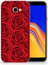 PU Silicone Etui Bumper Gel pour Samsung Galaxy J4 Plus (2018) Coque Téléphone Roses Rouges