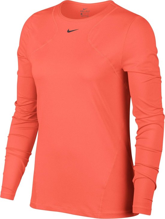 Nike Pro Mesh Top Dames Sportshirt - Maat S - Vrouwen - rood | bol.com