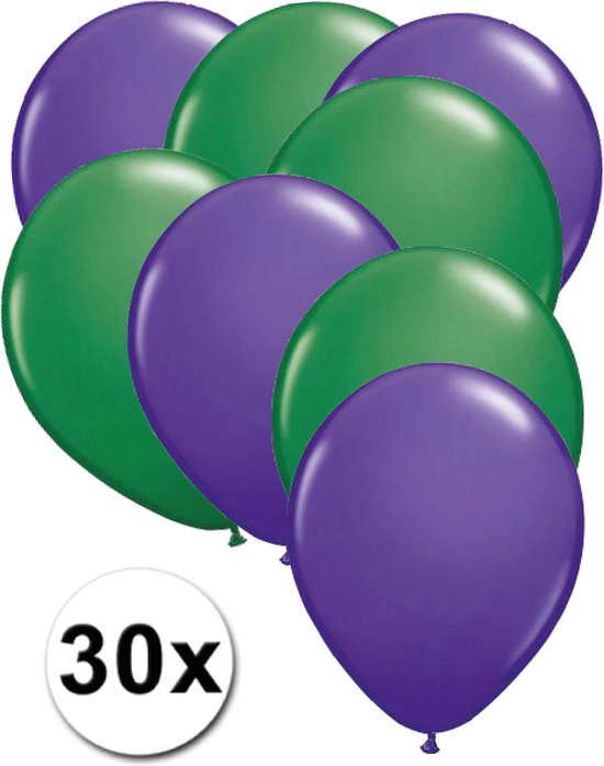 Ballonnen Paars & Groen 30 stuks 27 cm | bol.com