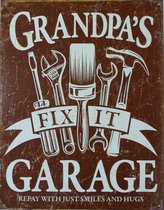 Wandbord - Grandpa's Garage fix it - 30x40cm