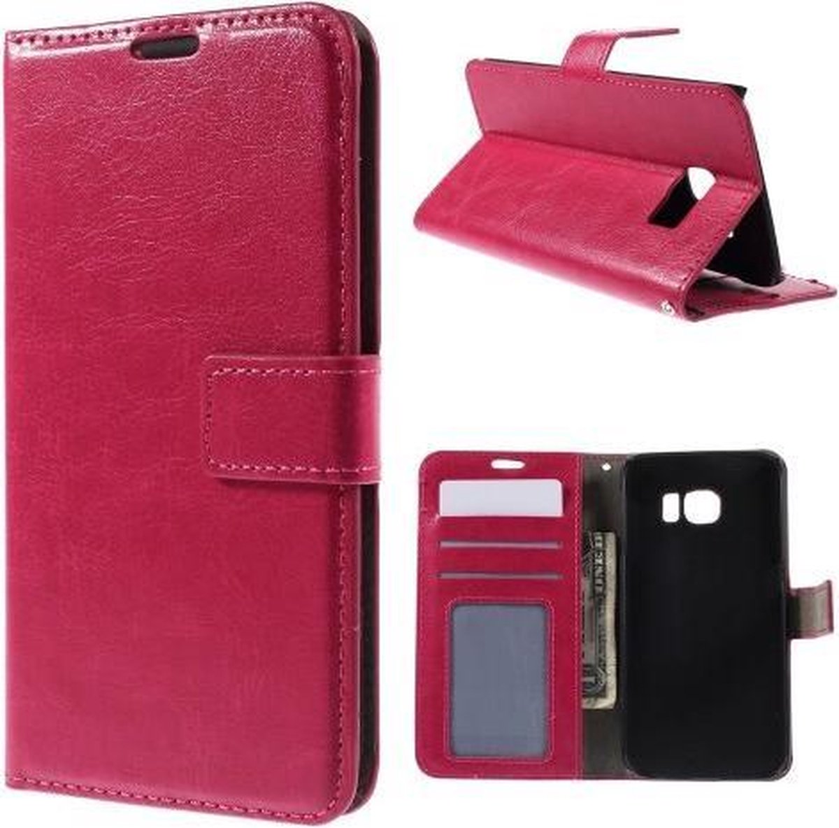 Cyclone wallet hoesje Samsung Galaxy S6 Edge roze