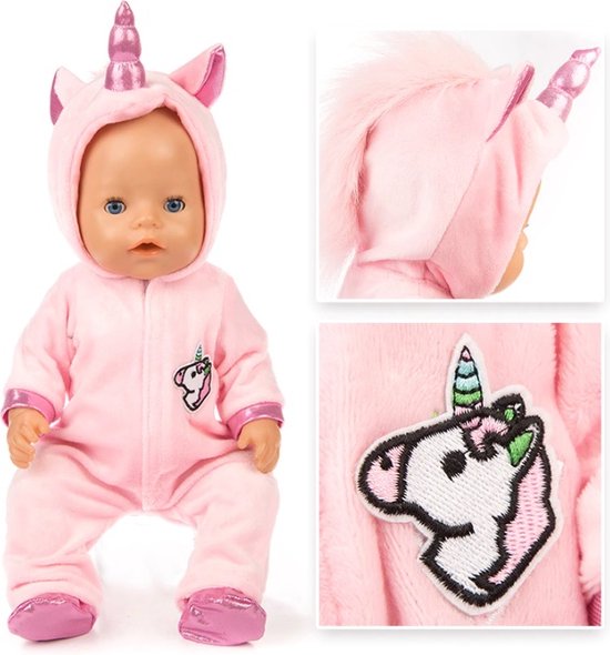 Poppenkleding, geschikt voor babypoppen, Unicorn / Eenhoorn Onesie +  Ballerina pakje | bol.com