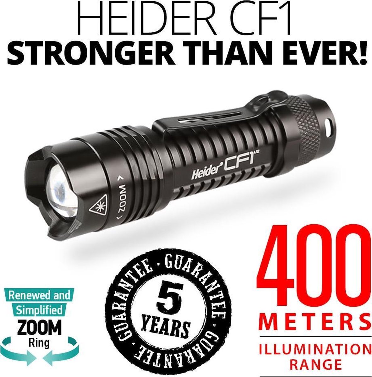 Aan waarde vluchtelingen Heider CF1 v2 SUPER POWER - 400 METER VERLICHTING AFSTAND - 150 MINUTEN...  | bol.com