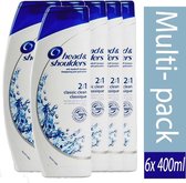 Head & Shoulders 400ml Shampoo 2in1 Classic Clean - 6 stuks - Voordeelverpakking