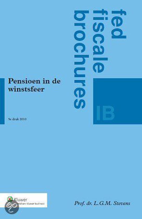 Fed's fiscale brochures IB - Pensioen in de winstsfeer - cover