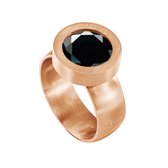 Quiges RVS Schroefsysteem Ring Rosékleurig Mat 18mm met Verwisselbare Geslepen Zirkonia Zwart 12mm Mini Munt