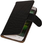 Samsung Galaxy S Advance I9070  Book Case Croco Zwart Hoesje