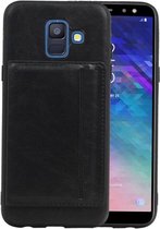 Staand Back Cover 1 Pasjes voor Galaxy A6 2018 Zwart