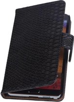 Samsung Galaxy Note 3 Neo - Slang Zwart Booktype Wallet Hoesje