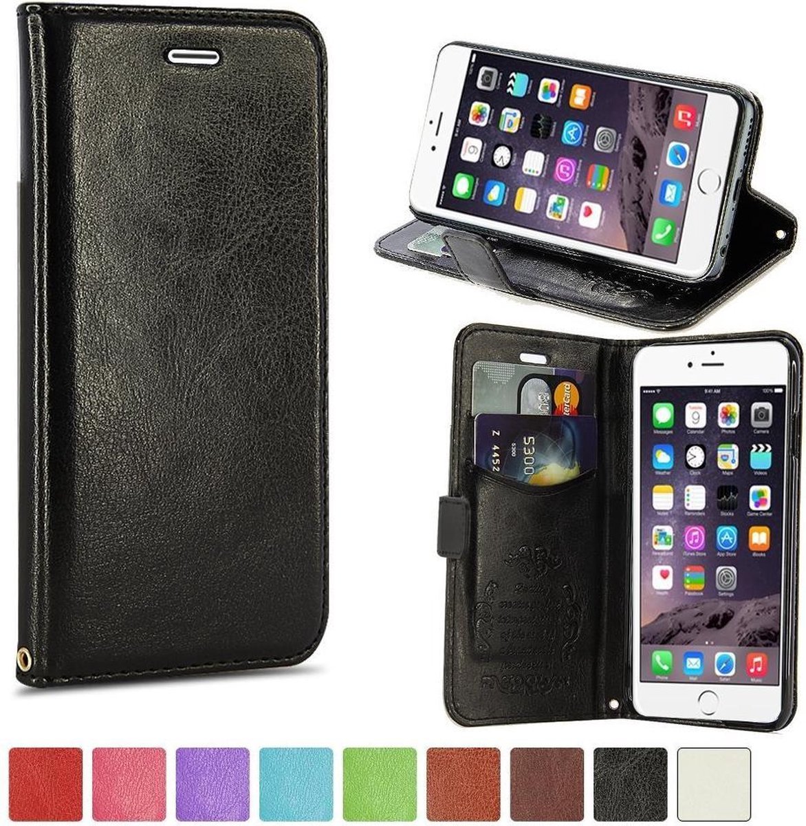 KDS Smooth wallet hoesje Telefoonhoesje Geschikt voor: iPhone 6 Plus zwart