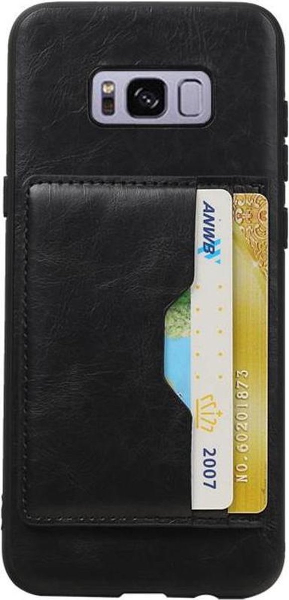 Zwart Staand Back Cover 2 Pasjes Hoesje voor Galaxy S8 Plus