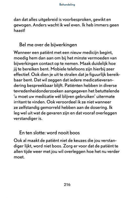 Tekst met titel 'Bel me over de bijwerkingen', over medicatie en bijwerkingen.