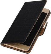 Croco Bookstyle Wallet Case Hoesjes voor Galaxy C5 Zwart