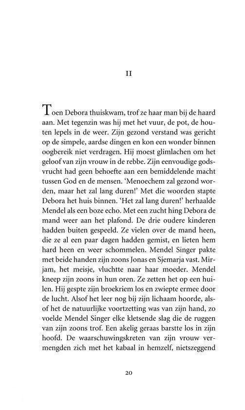 Pagina uit een boek met tekst over Debora en Mendel Singer, met paginanummer 20.