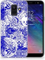 Geschikt voor Samsung Galaxy A6 (2018) Uniek TPU Hoesje Angel Skull Blue